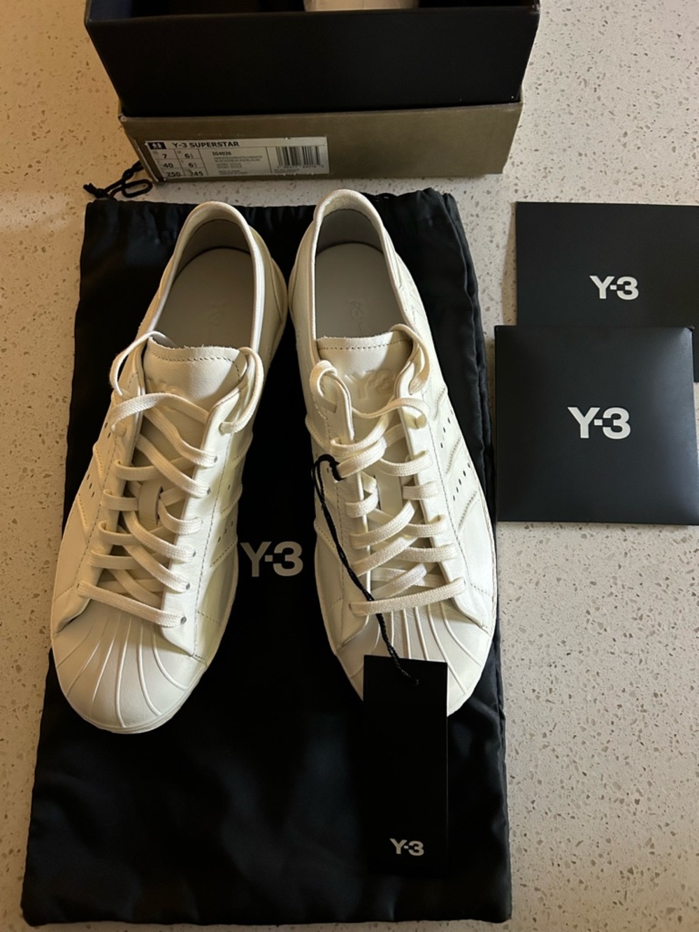 ADIDAS Y-3 SUPERSTAR Yohji Yamamoto White Leather Low-Top Sneakers Size 7 - Picture 9 of 11